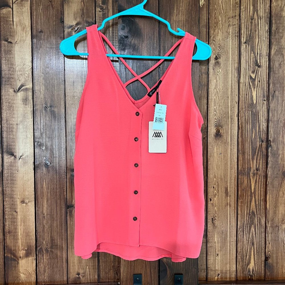 GIBSON- The Motherchic Isle Button-Down Tank  -  Coral - Size Small - NWT